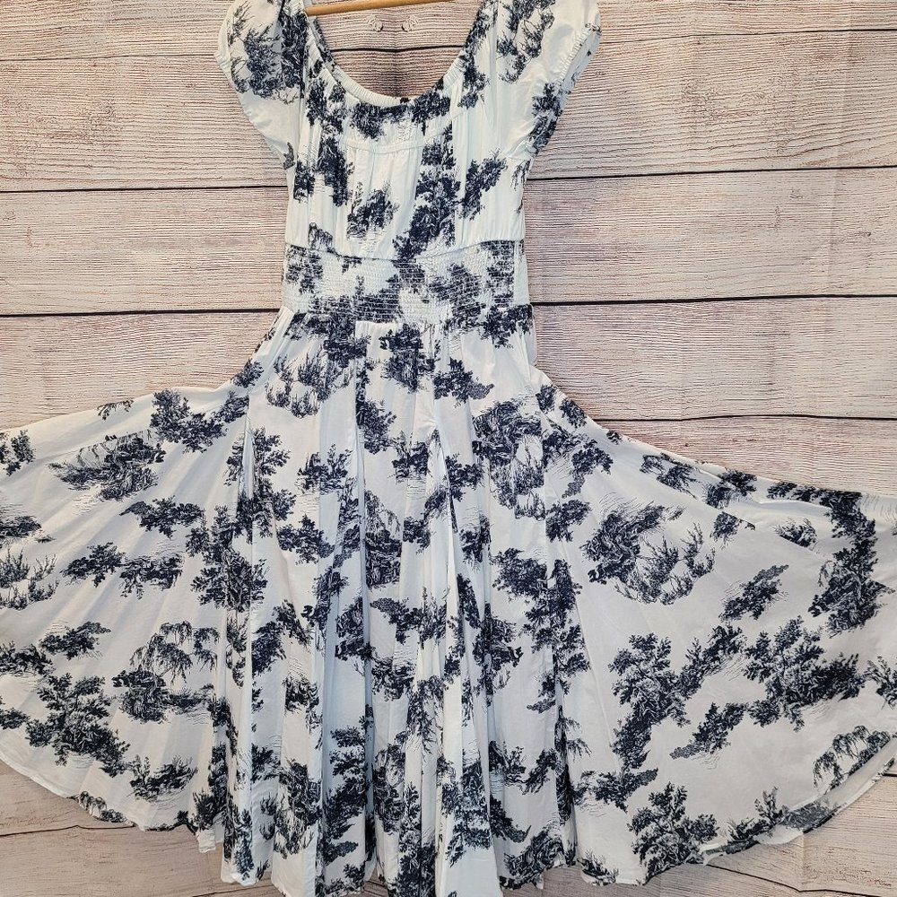INC International Concepts White Maxi Dress with Black Floral Print